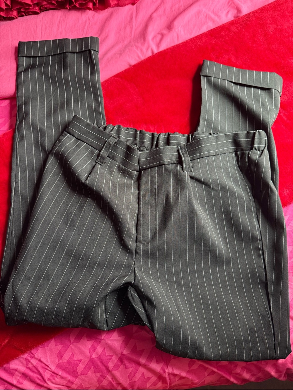 Womens Black Pinstripe Pants